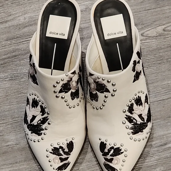 Dolce Vita Women's Off White Asia Beaded Heel Mules Shoes Size 7 - Picture 6 of 12